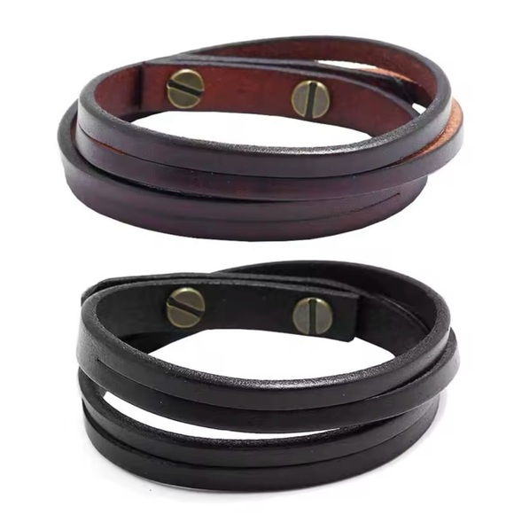 Other - Mans Leather Wrap Bracelet 8”